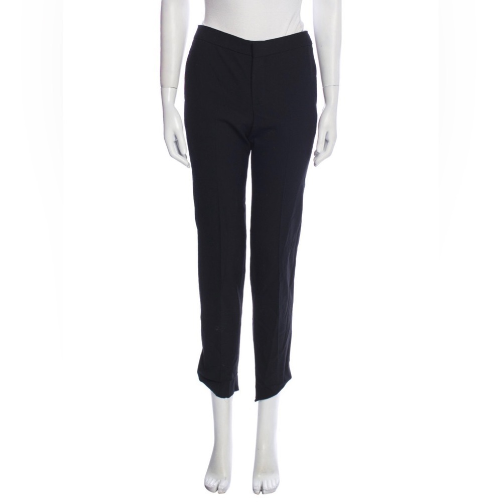 Chloé Virgin Wool Black Straight Leg Cropped Trouser Dress Pants Size FR 34/US 2